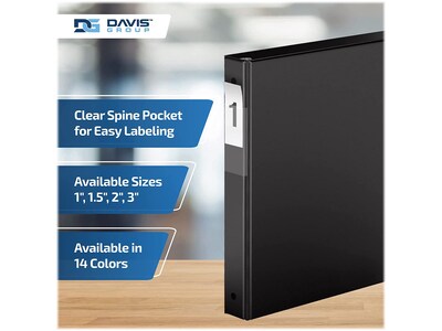 Davis Group Premium Economy 1" 3-Ring Non-View Binders, Black, 6/Pack (2311-01-06)
