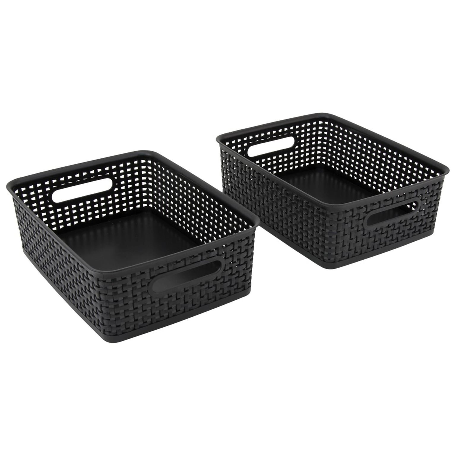 Advantus Weave Plastic Bin, Black, 2/Pack
