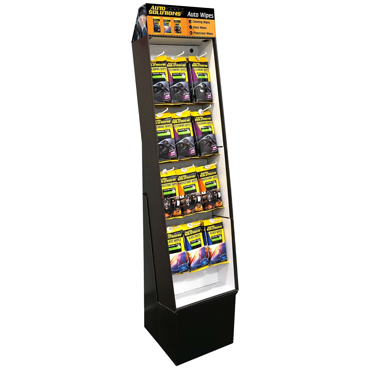 Auto Solutions Auto Wipes Power Wing Display, Black, 3 Items, 48 Count (15750)