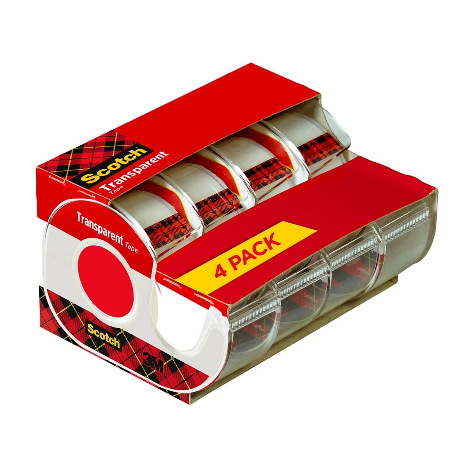 Scotch Transparent Clear Tape Refill, 0.75 x 23.6 yds., 1 Core, Clear, 4 Rolls/Pack (4184)