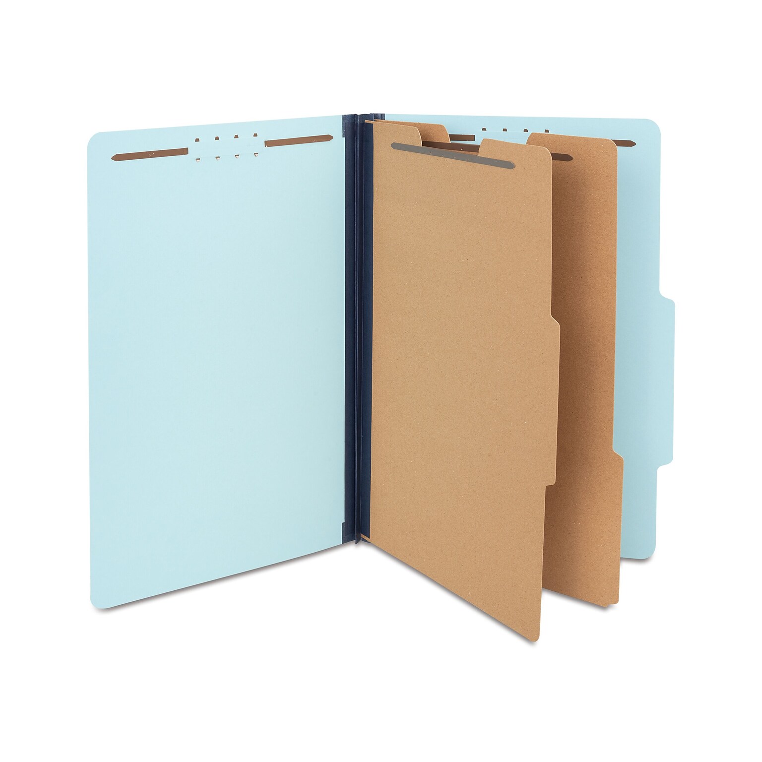 Quill Brand® Recycled Pressboard Classification Folders, 2-Partitions, 6-Fasteners, Legal, Lt Blue, 15/Box (761903)