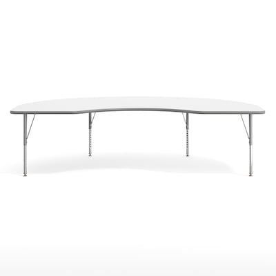 Flash Furniture Wren Kidney Activity Table, 96" x 48", Height Adjustable, White Top/Silver Frame (XUA4896KDWHTP)