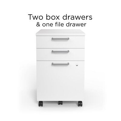 Union & Scale™ Essentials 3-Drawer Vertical File Cabinet, Mobile/Pedestal, Letter/Legal, White, 21" (UN56980)