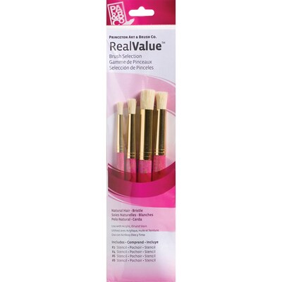Princeton RealValue Short Handle Mixed Media Natural Variety Brush Set, 4/Set, 3 Sets/Bundle (PBXPR9180-3)