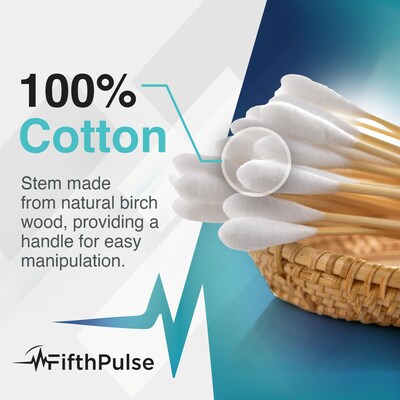 FifthPulse 100% Natural Eco-friendly 8 Cotton Swabs Sticks Made With Birch Wood - Non Sterile Cotto