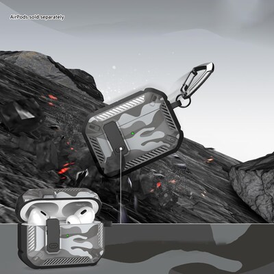 SaharaCase Raider Series Heavy Duty Secure Lock Case for Airpods Pro 3, Shock Absorbing Corners, Camo Gray (HP00224)