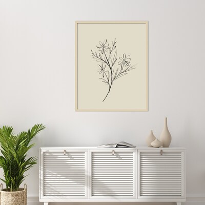 Amanti Art Line Drawn Flowers 1 by Border Bloom Wood Framed Wall Art Print, 33" x 41" (A42677449910)