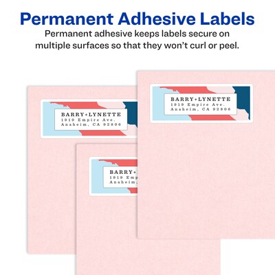 Avery Easy Peel Laser Return Address Labels, 2/3" x 1-3/4", White, 60 Labels/Sheet, 10 Sheets/Pack (18695)
