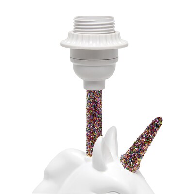Creekwood Home Whimsilux 15.5" LED Table Lamp, White/Rainbow Glitter (CWT-2023-RN-LB)