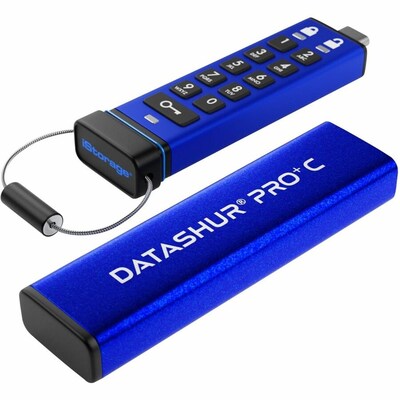 iStorage datAshur PRO+C 512GB USB 3.2 Gen 1 Type-C Encrypted Flash Drive, Blue (IS-FL-DA3C-256-512)