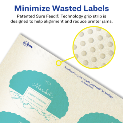 Avery Pearlized Ivory Decorative Edge Multipurpose Labels, 2" x 3", Ivory, 200/Pack (94060)