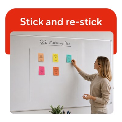 Staples Sticky Notes, 4" x 6", Assorted Colors, 600 Sheets – Standard Self-Stick Notes for Messages, Reminders & Planning