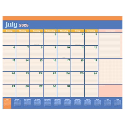 2025-2026 TF Publishing 22 x 17 Academic Monthly Desk Pad Calendar, Sherbet (AY26-8206)