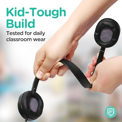 VentureX K22 3.5mm Kids Learning Stereo Phone & Computer Headphone, Black, 50/Pack (VHPK22M50)