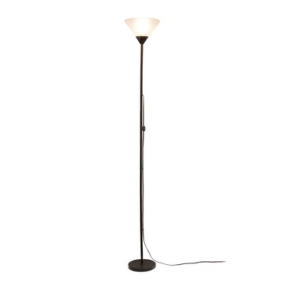 Creekwood Home Essentix 70 Tall Torchiere Essential Floor Lamp with White Plastic Shade, Black (CWF