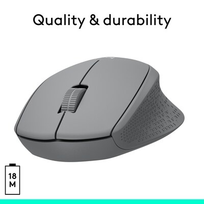 Logitech M330 Silent Plus Wireless Optical USB Mouse, Gray (910-004908)