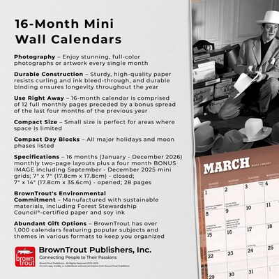 2026 BrownTrout John Wayne 7" x 7" Monthly Wall Calendar (9798330701803)