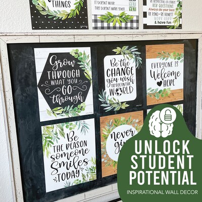 Hadley Designs 14 x 11 Boho Farmhouse Growth Mindset Classroom Decor Posters, 9/Set (HDDX004A2EQMD
