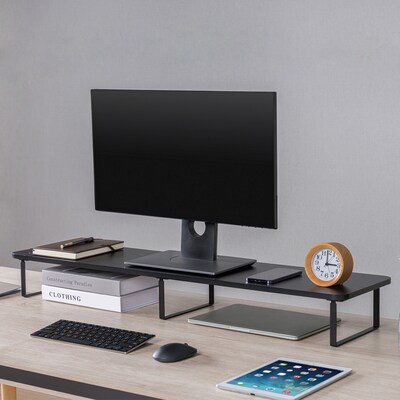 Lorell Quick Install Monitor Riser Stand, Up to 42" Monitor, Black (LLR99556)
