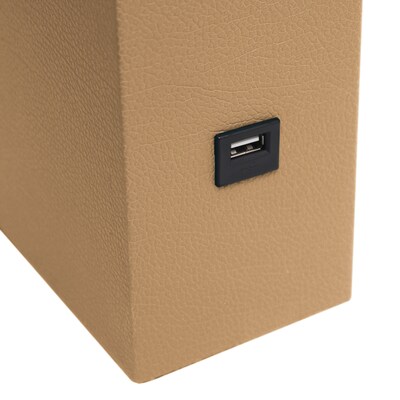 Lalia Home Lexington 21" Modern Bedside Table Lamp, White Rectangular Fabric Shade, Feit LED Bulb, Beige (LHT-3012-BG-LB)