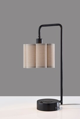 Adesso Dover Supercharger Incandescent Desk Lamp, 22.25"H, Black/Beige (2616-01)