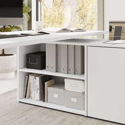 Bush Business Furniture Stratus 60"W Electric Adjustable Standing Desk with Storage, White (SUT019WH)