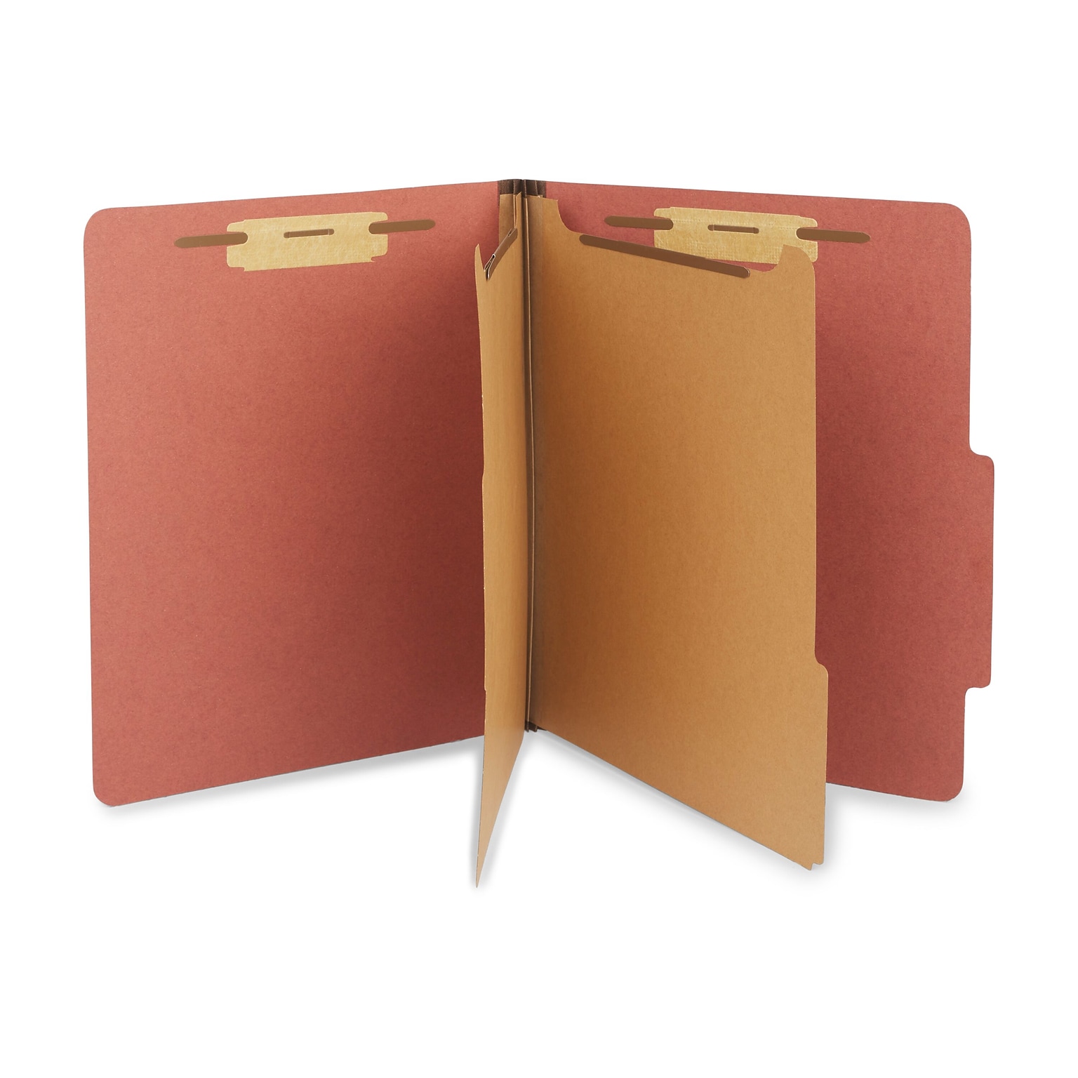 Staples® Recycled Pressboard Classification Folder, 2-Dividers, 2 1/2 Expansion, Letter Size, Brick Red, 20/Box (ST614615-CC)