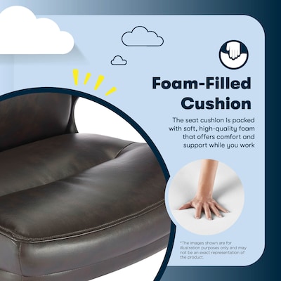 Serta Comfort Big & Tall Ergonomic Bonded Leather Swivel Executive Office Chair, Brown (CHR10131B)