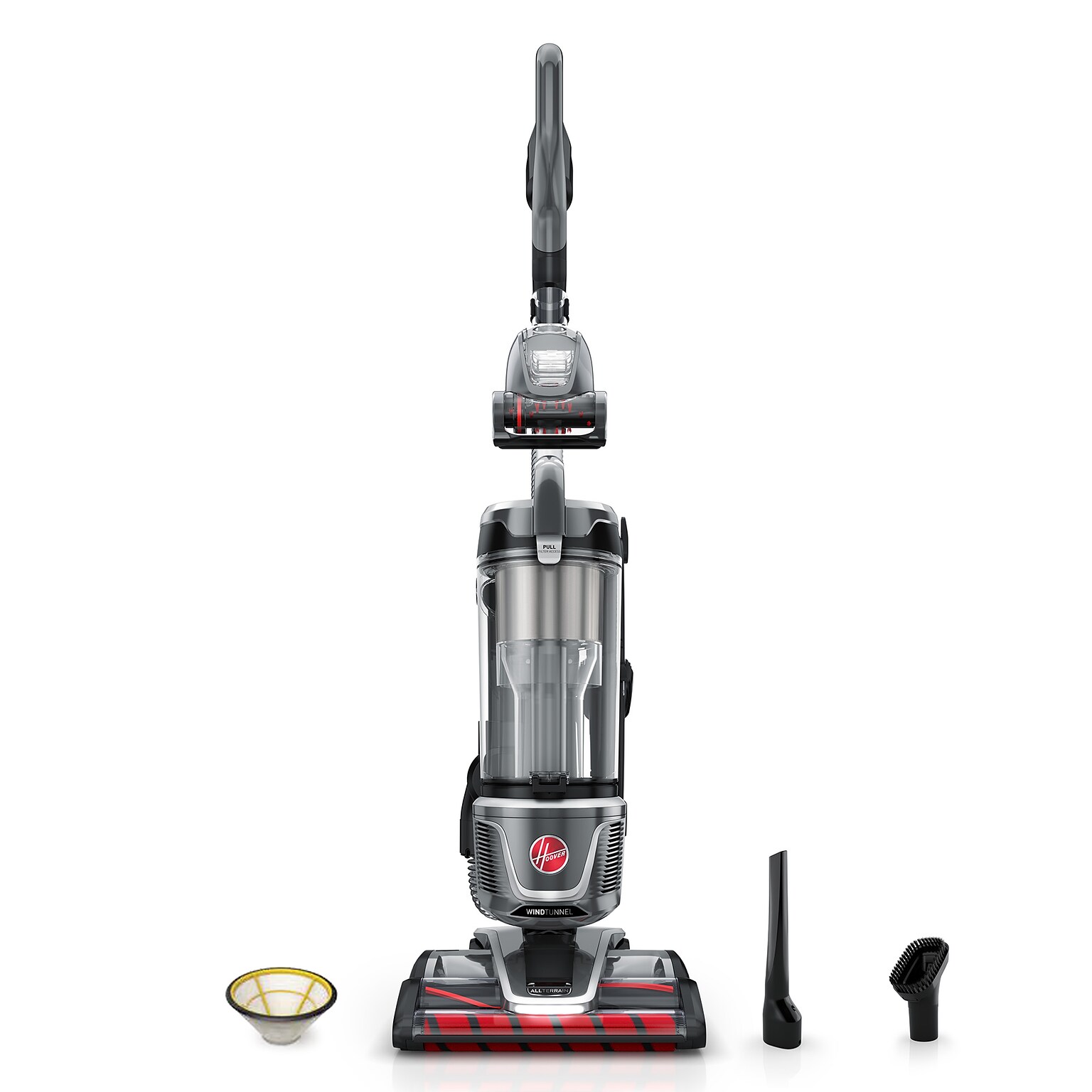 Hoover WindTunnel All-Terrain Dual Brush Roll Upright Vacuum, Bagless, Gray (UH77200V)