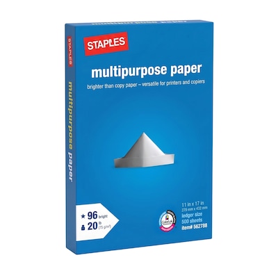 Staples 11-Inch X 17-Inch Multipurpose Paper 20 Lbs. 96 Brightness 500/Ream