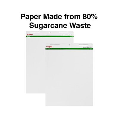Sustainable Earth by Staples Sugarcane-Based Easel Pads, Plain, 27" x 36", 50 Sheets/Pad, 4/Ct