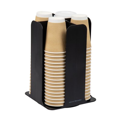 Mind Reader 4-Compartment Cup and Lid Carousel Coffee Countertop Organizer, Black (CDISP-BLK)
