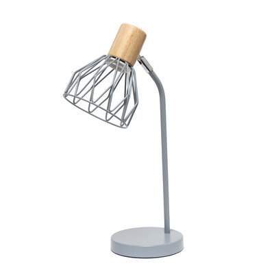 Simple Designs Farmhouse Fusion LED Desk Lamp, 18.19", Gray Iron (LD2022-GRY)