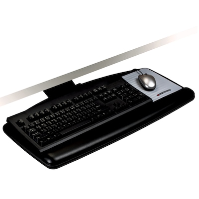 3M Easy Adjust Keyboard Tray with Wrist Rest and Mouse Pad, 23 Track, Black (AKT90LE)