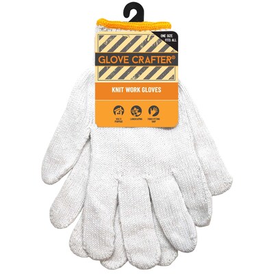 Glove Crafter Mens Form Fit Knit Work Gloves, One Size, Off White, 6/Pack, 12 Packs/Carton (13115)