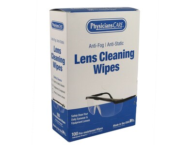 PhysiciansCare Lens Cleaning Wipes, 5 x 7, 100/Box (91295)