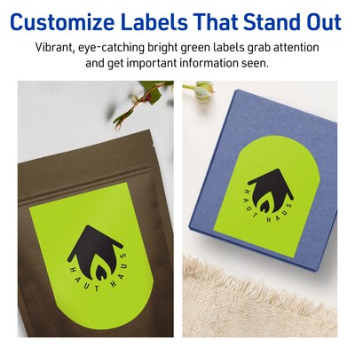 Avery Printable Decorative Edge Multipurpose Labels, 4.75" x 3.5", Bright Green, 80/Pack (94600)