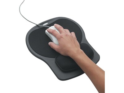 Fellowes Easy Glide Gel Mouse Pad/Wrist Rest Combo, Non-Skid Base, Black (93730)