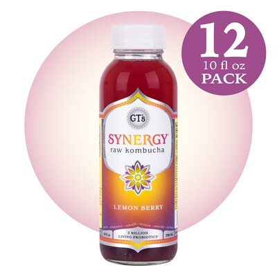GTs Synergy Kombucha Organic Lemon Berry, 10 oz., 12/Pack (307-00439)