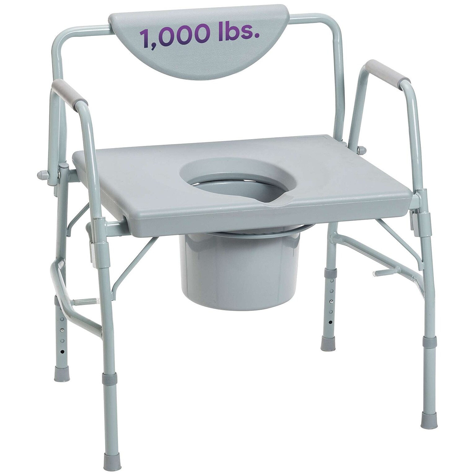 ProHeal Bariatric 3-in-1 Drop Arm Commode Chair, Steel Frame with Adjustable Height & Removable Seat, Gray (PH-16413H)