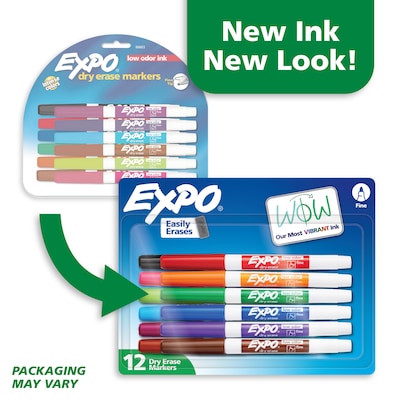 Expo Dry Erase Marker, Fine Tip, Assorted Colors, 12/Pack (86603)