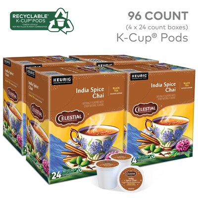Celestial Seasonings India Spice Chai Herbal Tea, Keurig® K-Cup® Pods, 96/Carton (14738)