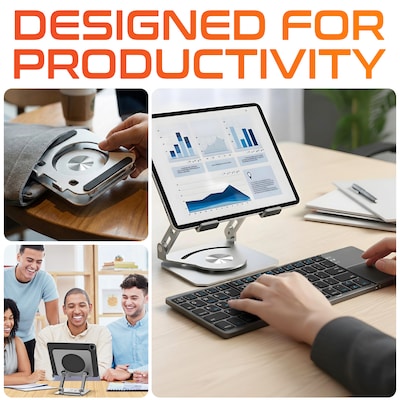 Delton N35/SW60 Wireless Keyboard and Mouse & Swivel Tablet Stand Bundle, White (DTTKITN35WWSW60)
