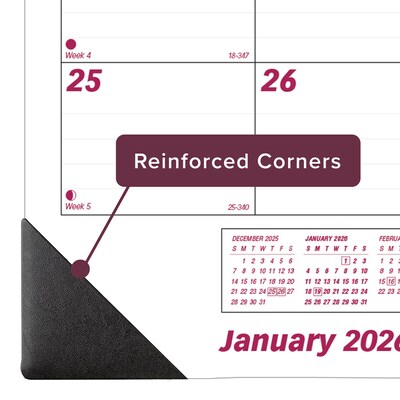 2026 Brownline 22" x 17" Monthly Desk or Wall Calendar, Burgundy/White (C1731)
