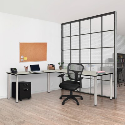 Regency Kee 60 L-Desk with 42 Return, Maple/Chrome (ML602442PLBPCM)