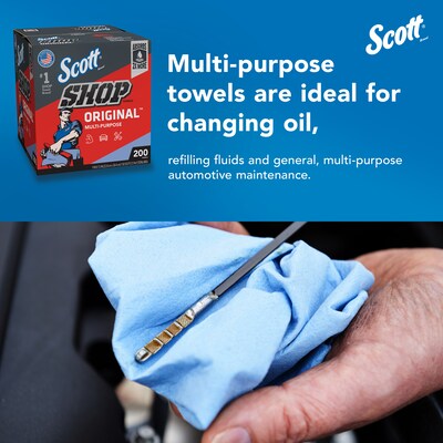 Scott Shop Towels Original, 9" x 12", Blue 200 Sheets/Box, 8 Boxes/Carton (75190)