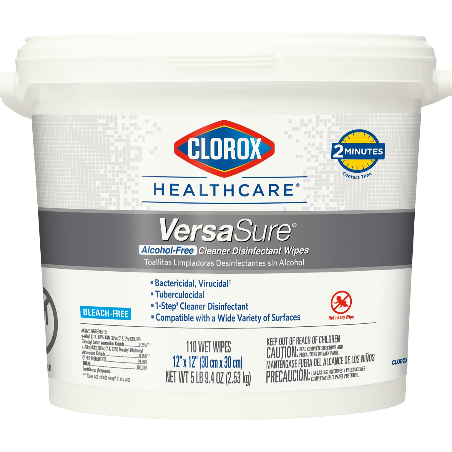 Clorox Healthcare VersaSure Cleaner Disinfectant Wipes, 110 Wipes/Container (31759)