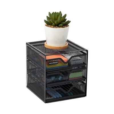 Mind Reader 3-Drawer Desktop Storage Organizer, Black (MINMESH3-BLK)
