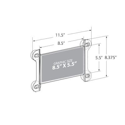 Azar Horizontal Window Sign Holder with Suction Cups, Window-Hanging, Front Loading, Clear Acrylic, 2/Pack (106627)