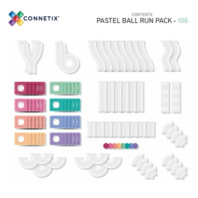 Connetix Magnetic Tiles Pastel Ball Run Pack, 106 Pieces (CNTP00106BR)